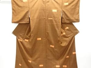 色紙に花・芝草模様手織り紬着物